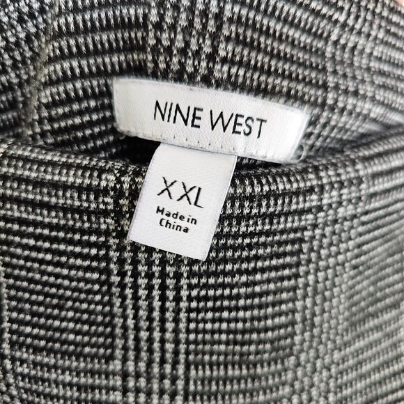 Nine West Pants Size XXL Black White Plaid Pull On Elastic Waist Leggings - Picture 3 of 7